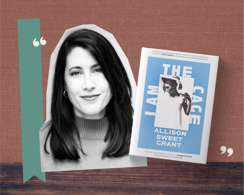 A collage of a headshot of Allison Sweet Grant and the cover of her book