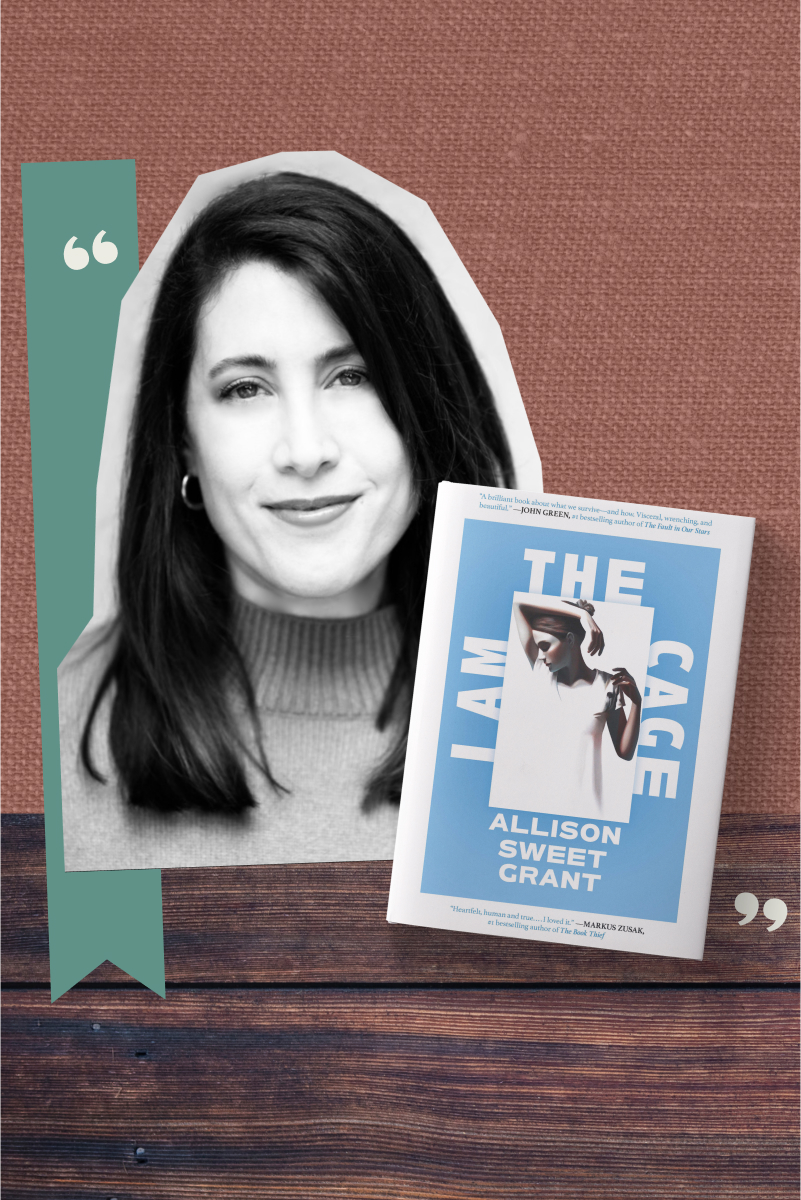 A collage of a headshot of Allison Sweet Grant and the cover of her book